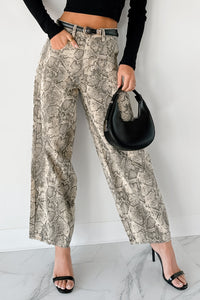 Hale Barrel Leg Very J Animal Print Jeans (Beige Snake) - NanaMacs