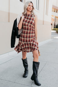 Purely Hers Sleeveless Plaid Mini Dress (Rust Plaid) - NanaMacs