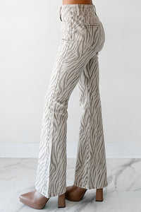 Philip Zebra Studded Flare Kancan Jeans (Beige) - NanaMacs