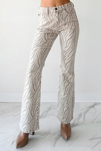 Philip Zebra Studded Flare Kancan Jeans (Beige) - NanaMacs
