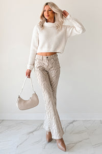 Philip Zebra Studded Flare Kancan Jeans (Beige) - NanaMacs