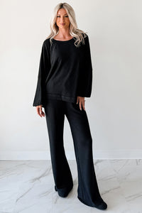 Still Breathing Waffle Knit Long Sleeve Top (Black) - NanaMacs