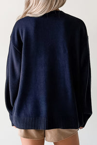 Dimming Lights Cable Knit Bear Sweater (Navy) - NanaMacs