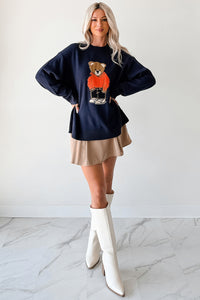 Dimming Lights Cable Knit Bear Sweater (Navy) - NanaMacs