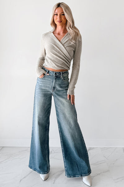 Goddess Within Fleece Wrap Top (Taupe) - NanaMacs