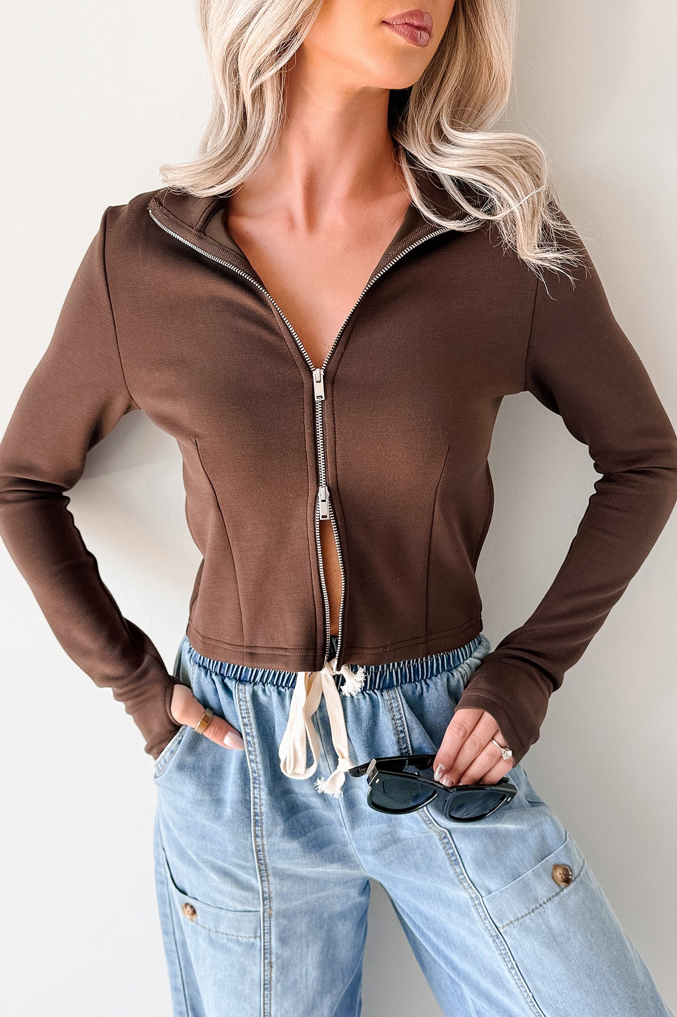 Athletic Drive Double Zipper Active Jacket (Brown) - NanaMacs