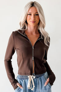 Athletic Drive Double Zipper Active Jacket (Brown) - NanaMacs