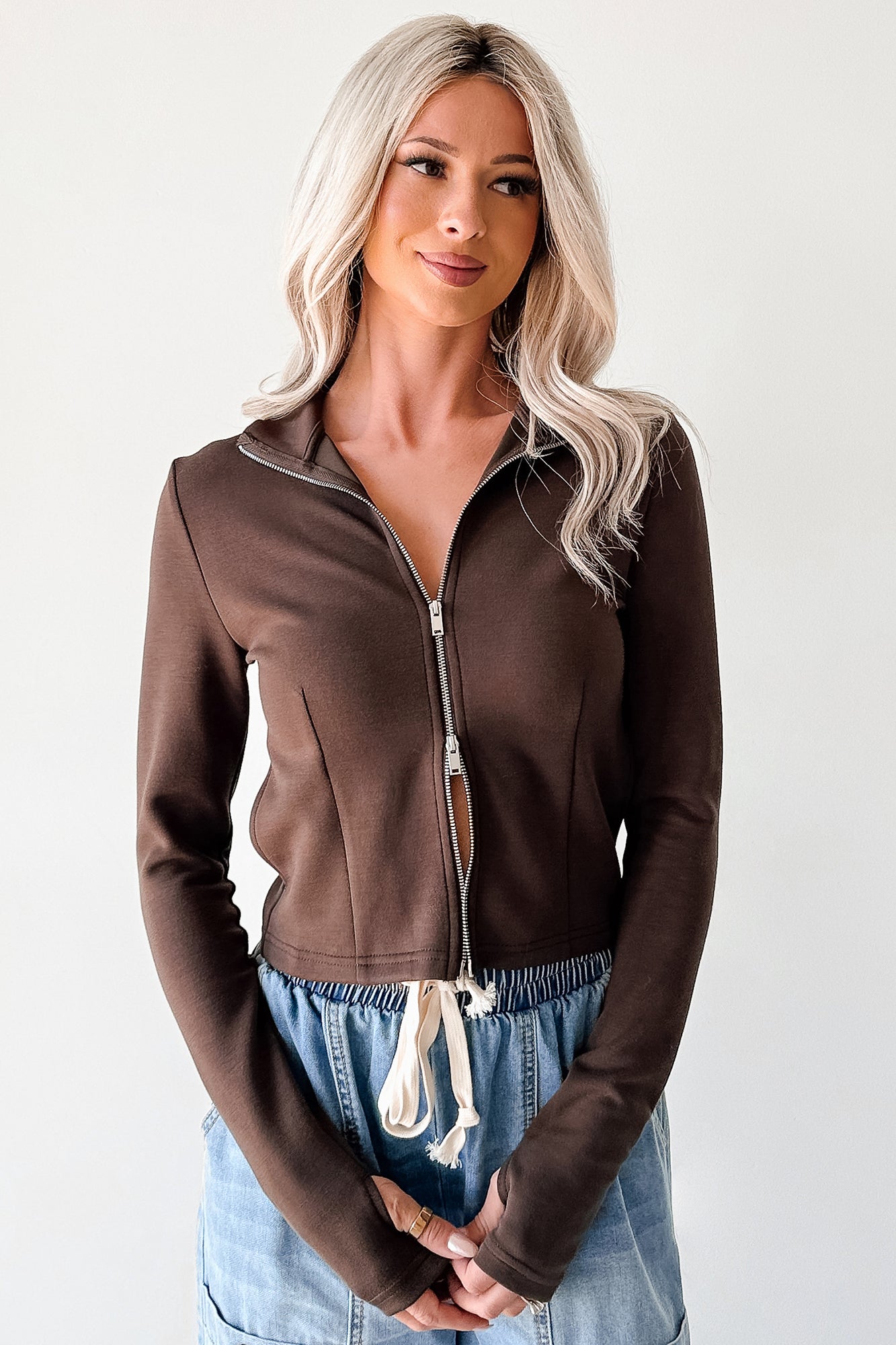 Athletic Drive Double Zipper Active Jacket (Brown) - NanaMacs