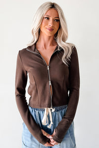 Athletic Drive Double Zipper Active Jacket (Brown) - NanaMacs