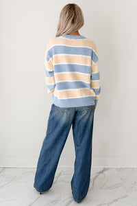 Soft Sentiments Papermoon Striped Fuzzy Sweater (Light Yellow/Light Blue) - NanaMacs