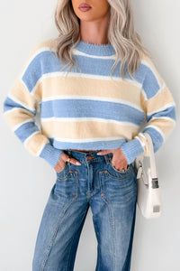 Soft Sentiments Papermoon Striped Fuzzy Sweater (Light Yellow/Light Blue) - NanaMacs
