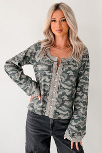 Fierce & Free Camo POL Long Sleeve Top (Olive/Camo) - NanaMacs