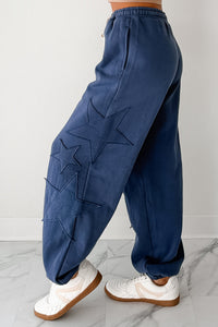 Silent Sundays Star Patch Sweatpants (Dusty Navy) - NanaMacs