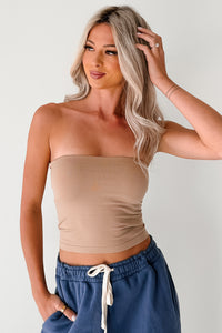 Everyday Magic Strapless Crop Top (Light Mocha) - NanaMacs