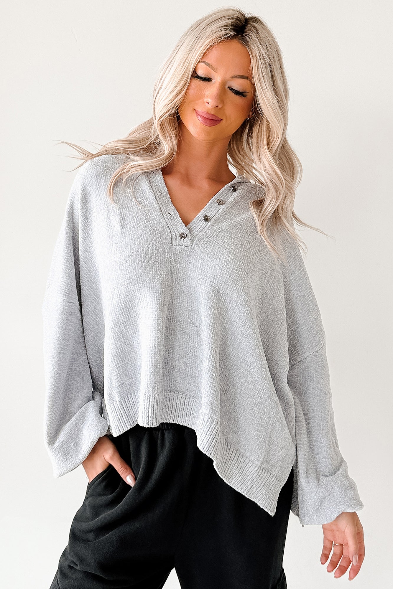 Perfect Patience Oversized Papermoon Sweater Hoodie (Blue) - NanaMacs