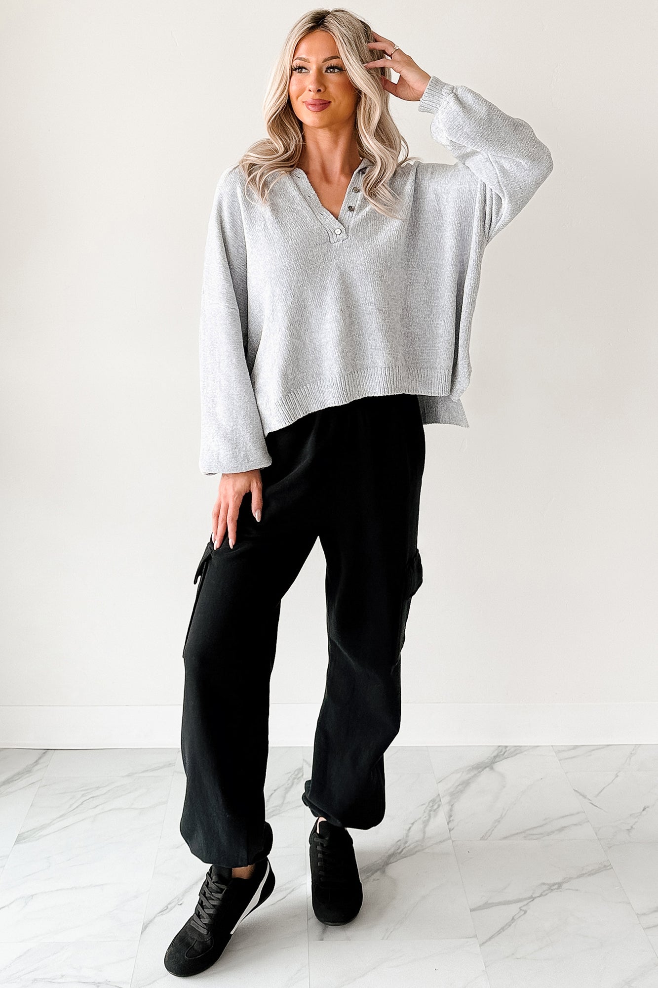 Perfect Patience Oversized Papermoon Sweater Hoodie (Blue) - NanaMacs