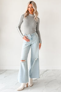 Vivienne Wide Leg Ripped Hidden Jeans (Light) - NanaMacs