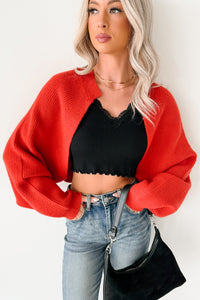 Moonlit Quiet Open Front Bolero Cardigan (Orange/Red) - NanaMacs