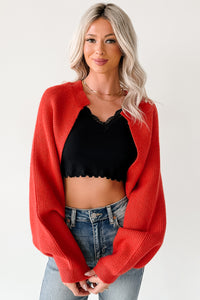 Moonlit Quiet Open Front Bolero Cardigan (Orange/Red) - NanaMacs