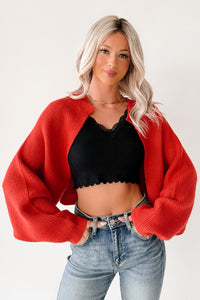 Moonlit Quiet Open Front Bolero Cardigan (Orange/Red) - NanaMacs