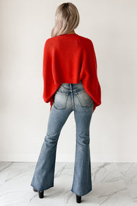 Moonlit Quiet Open Front Bolero Cardigan (Orange/Red) - NanaMacs