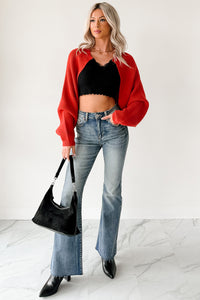 Moonlit Quiet Open Front Bolero Cardigan (Orange/Red) - NanaMacs