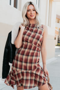 Purely Hers Sleeveless Plaid Mini Dress (Rust Plaid) - NanaMacs