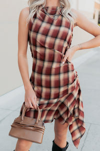 Purely Hers Sleeveless Plaid Mini Dress (Rust Plaid) - NanaMacs