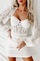 Fallen Angel Satin/Lace Mini Dress (White) - NanaMacs