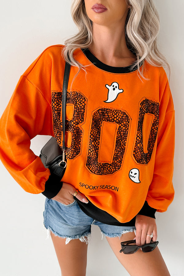 "BOO Spooky Season" Embroidered Sweatshirt (Pumpkin) - NanaMacs