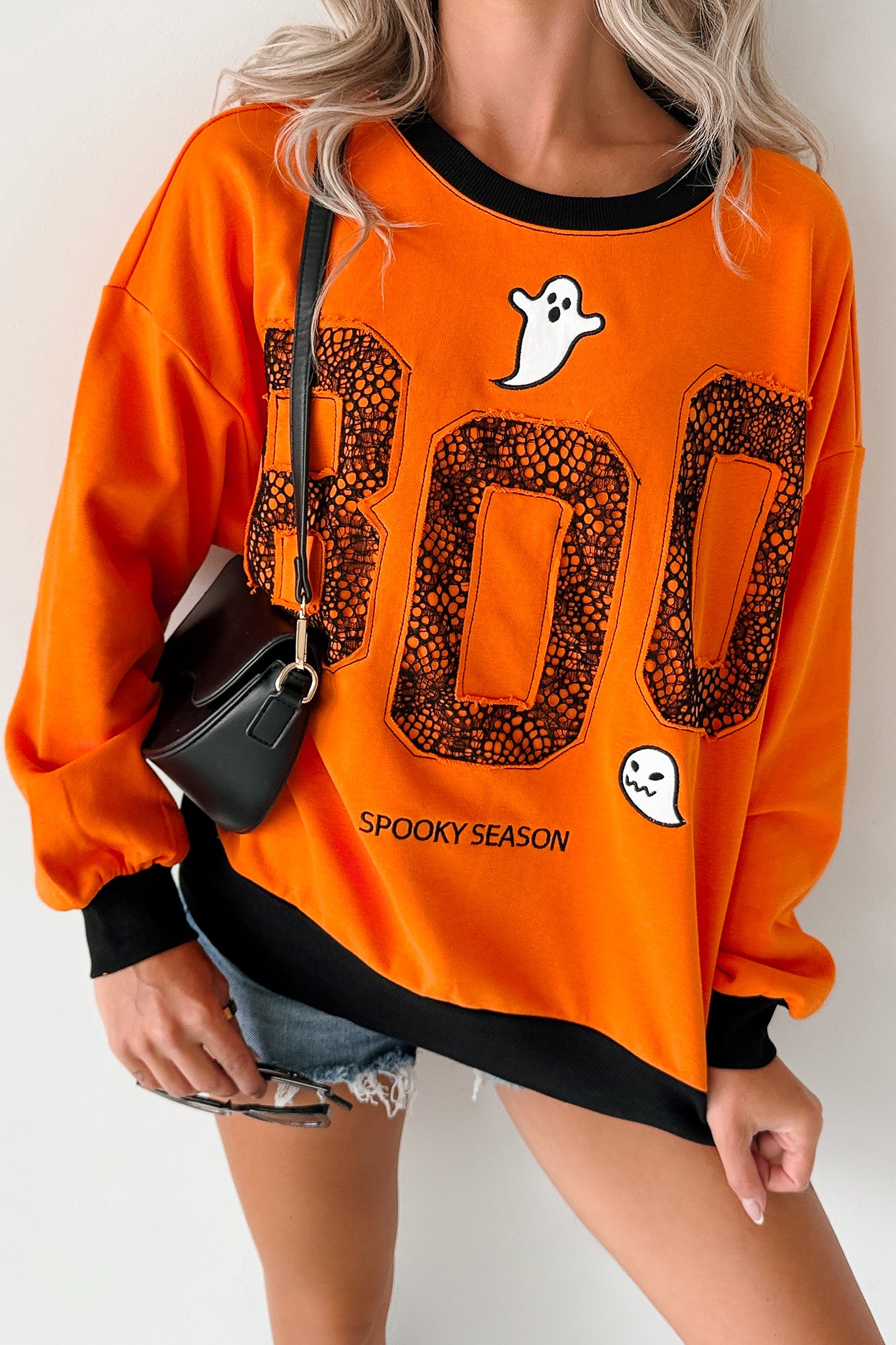 "BOO Spooky Season" Embroidered Sweatshirt (Pumpkin) - NanaMacs