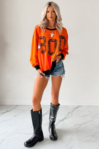 "BOO Spooky Season" Embroidered Sweatshirt (Pumpkin) - NanaMacs