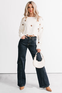 Winter Slow Distressed Grommet Sweater (Ivory) - NanaMacs