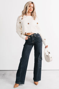 Winter Slow Distressed Grommet Sweater (Ivory) - NanaMacs