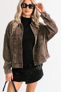 Backroad Wishes Washed Denim Jacket (Black Coffee) - NanaMacs