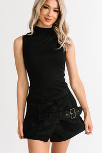 Pretty Habit Sleeveless Wrap Skirt Romper (Black) - NanaMacs