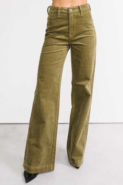 Carey Corduroy Judy Blue Wide Leg Pants (Olive)
