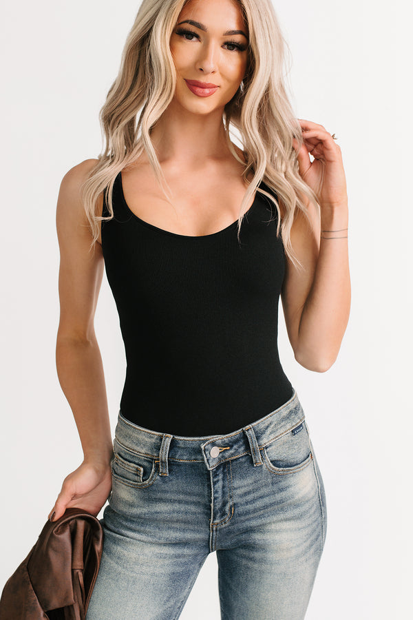 Couture Mood Scoop Neck Sleeveless Bodysuit (Black) - NanaMacs