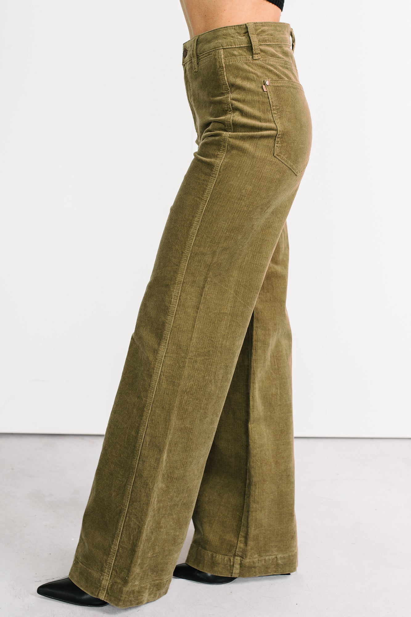 Carey Corduroy Judy Blue Wide Leg Pants (Olive) - NanaMacs