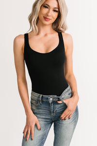 Couture Mood Scoop Neck Sleeveless Bodysuit (Black) - NanaMacs