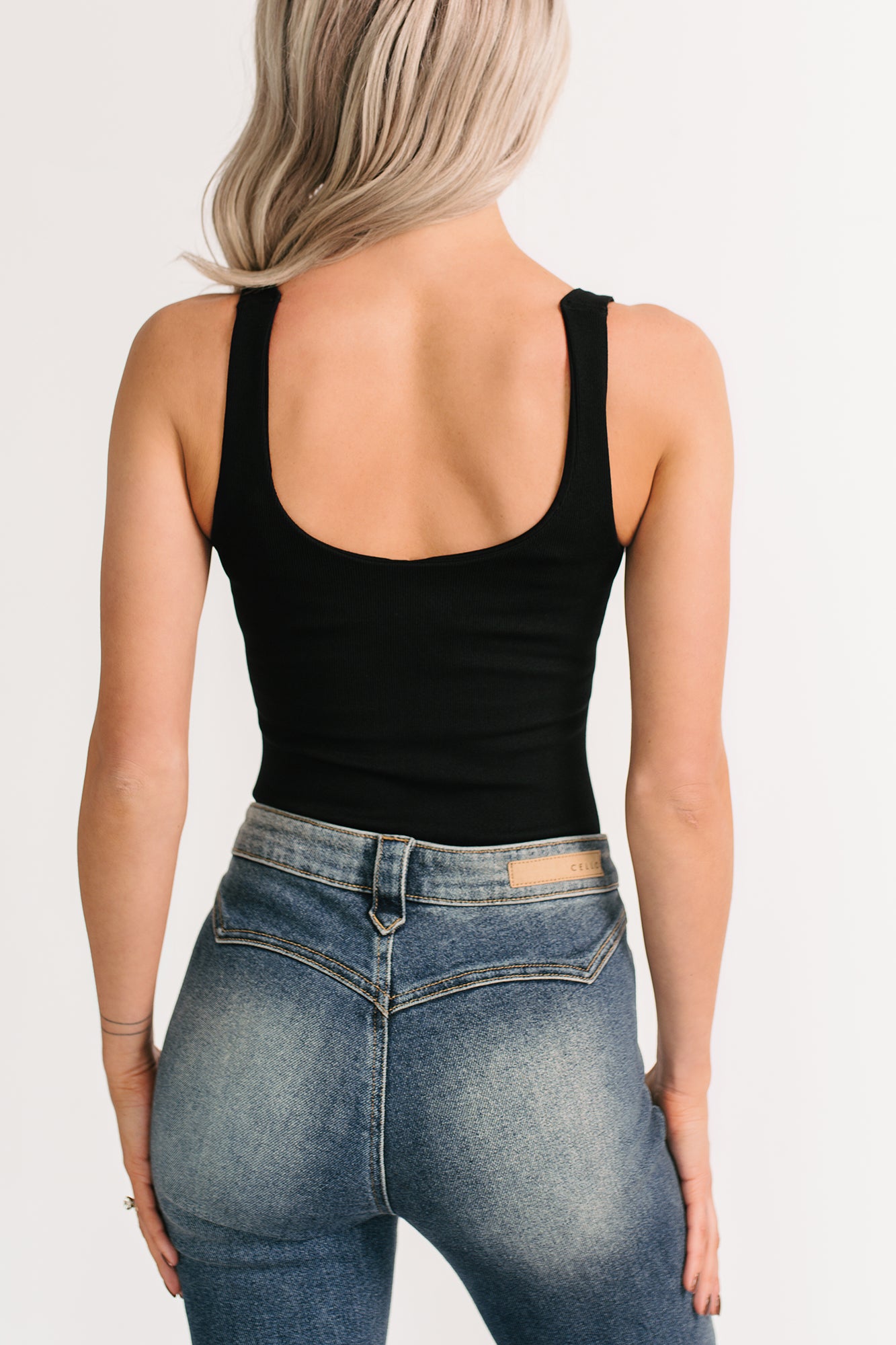 Couture Mood Scoop Neck Sleeveless Bodysuit (Black) - NanaMacs