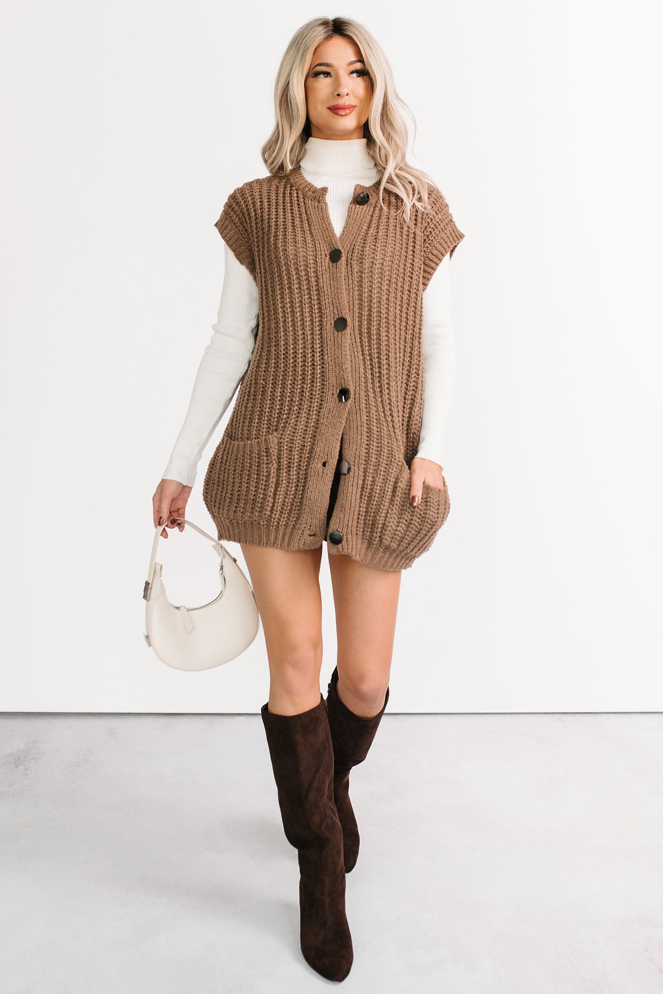Cozy Carry Short Sleeve Cardigan (Brown) - NanaMacs