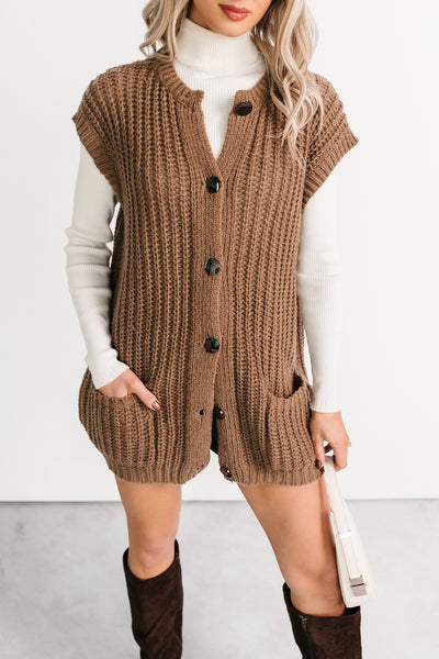 Cozy Carry Short Sleeve Cardigan (Brown)