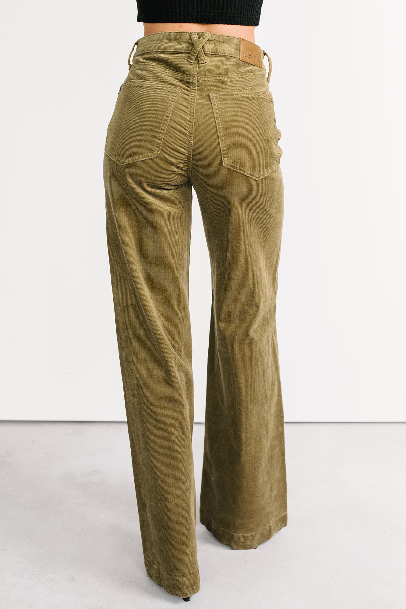 Carey Corduroy Judy Blue Wide Leg Pants (Olive) - NanaMacs