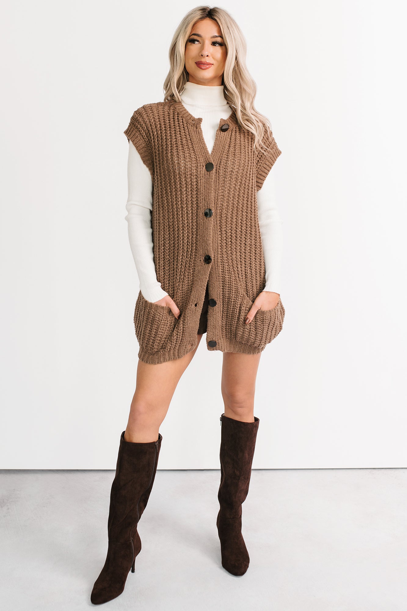 Cozy Carry Short Sleeve Cardigan (Brown) - NanaMacs