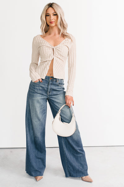 Lolly Twist Front Long Sleeve Top (Sand)