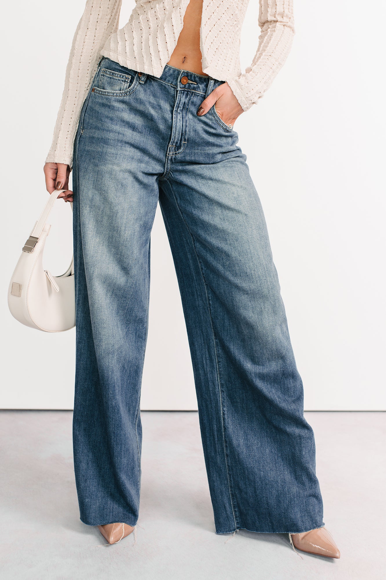 Aldo High Rise Wide Leg Hidden Brand Jeans (Medium Vintage) - NanaMacs