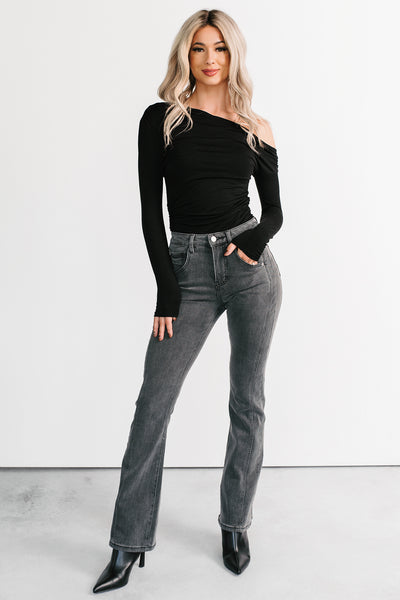 Gentry High Rise Bootcut Mica Denim Jeans (Black)