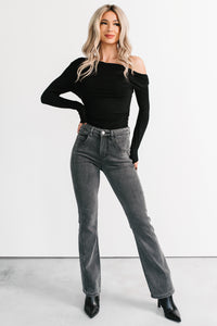 Gentry High Rise Bootcut Mica Denim Jeans (Black) - NanaMacs