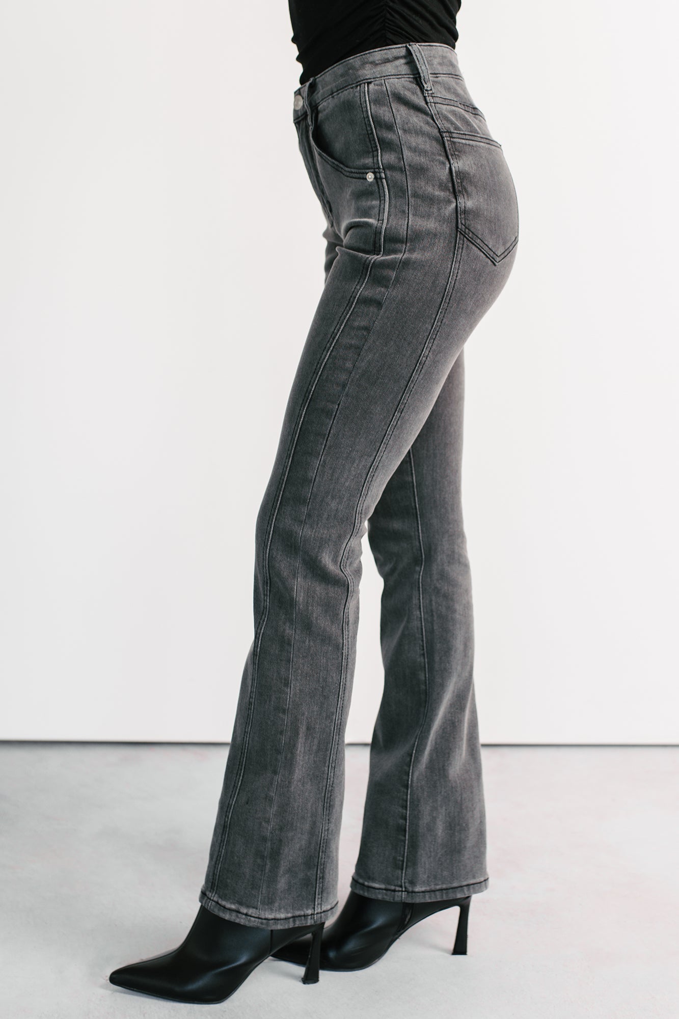 Gentry High Rise Bootcut Mica Denim Jeans (Black) - NanaMacs